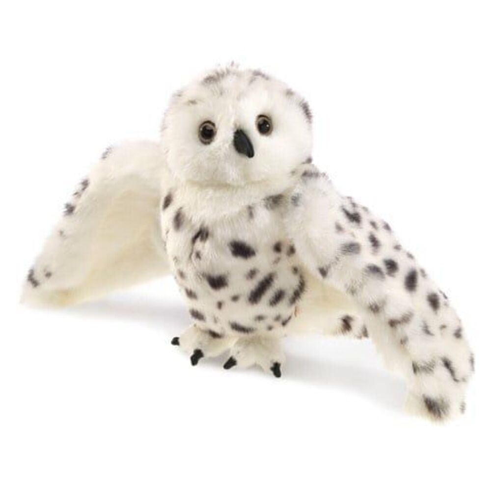 Folkmanis Snowy Owl 360 Degrees Head Turn Movable Wings Stuff Animal Hand Puppet